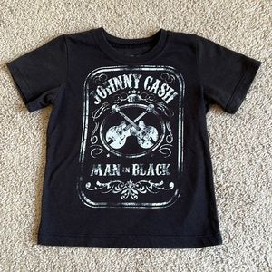 Johnny Cash Man in Black Guitar Black and Cream SS Graphic Tee Shirt Sz 3T